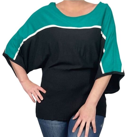 Style & Co Fit Flare Ocean Blue Top - Picture 1 of 9